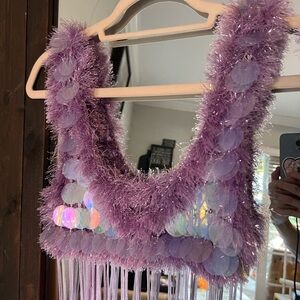 Purple Sequin Top and bottom Go go dance outfit Small like new!!